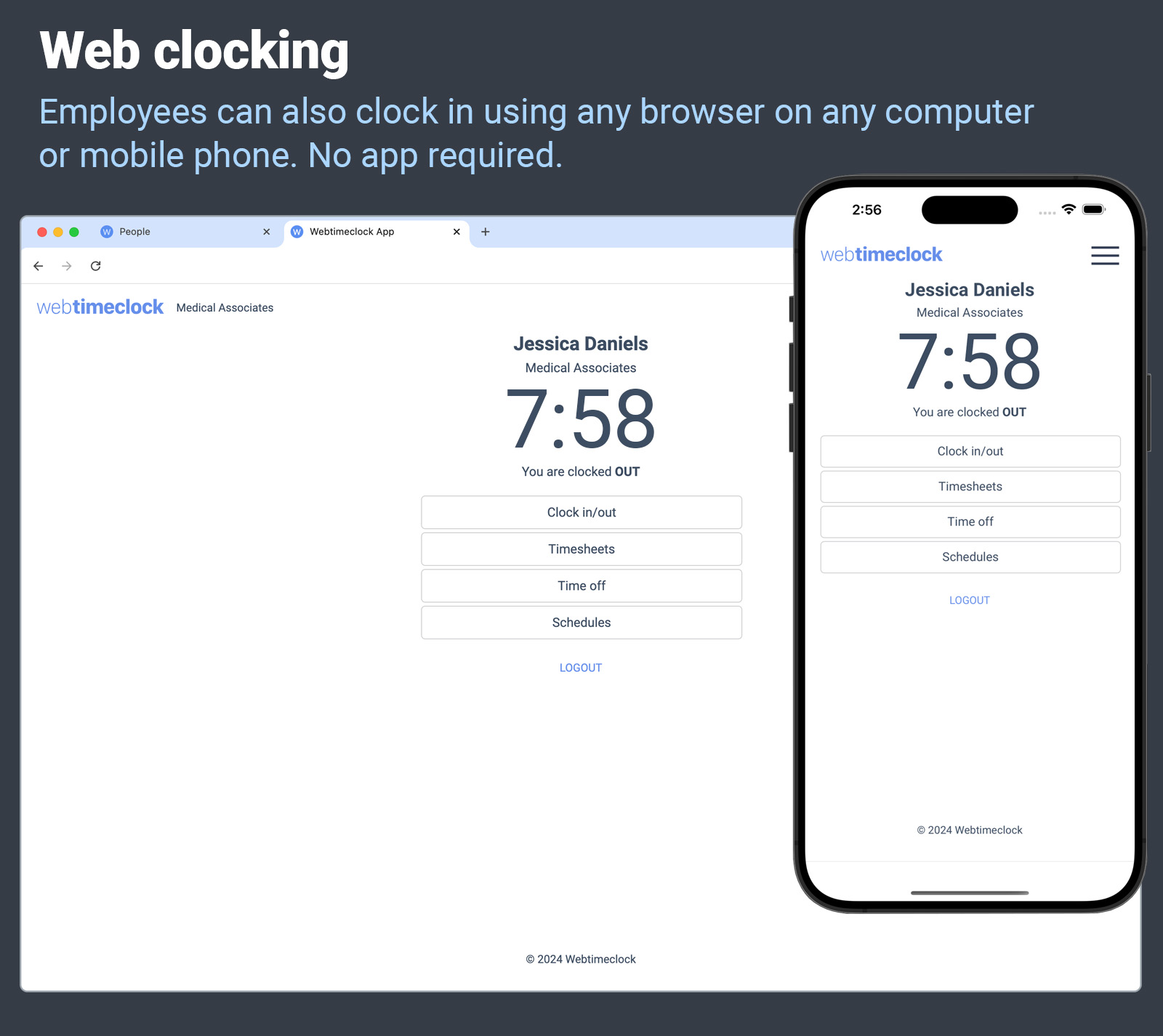 webtimeclock web browser clocking